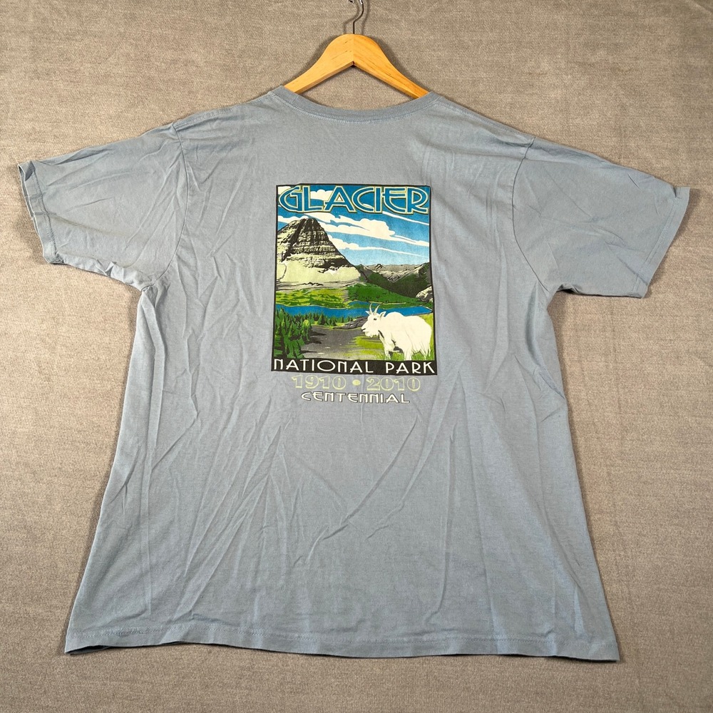 Anvil Glacier National Park Graphic T Shirt Mens XL Blue Organic Cotton Tee